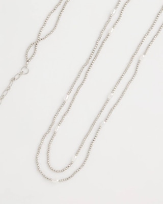 Pearlescent Bead Ball Long Necklace click to view larger image.