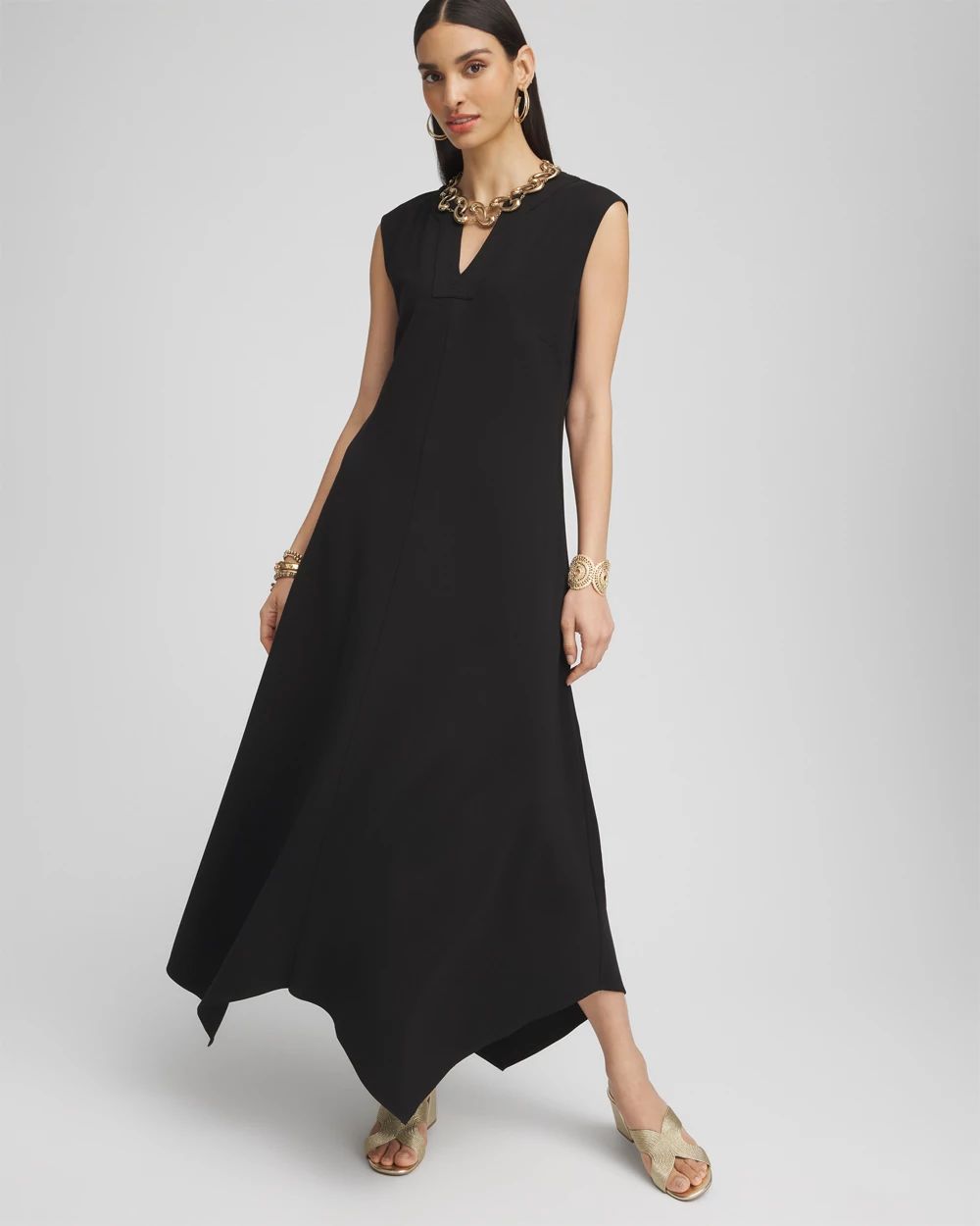 Petite Trapunto Placket Midi Dress