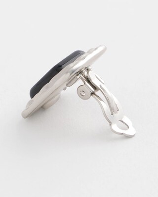 No Droop™ Onyx Square Clip-On Earrings click to view larger image.