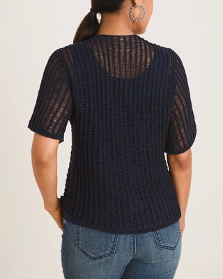 Open-Stitch V-Neck Sweater