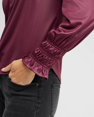 Faux Leather Shirred Sleeve Top