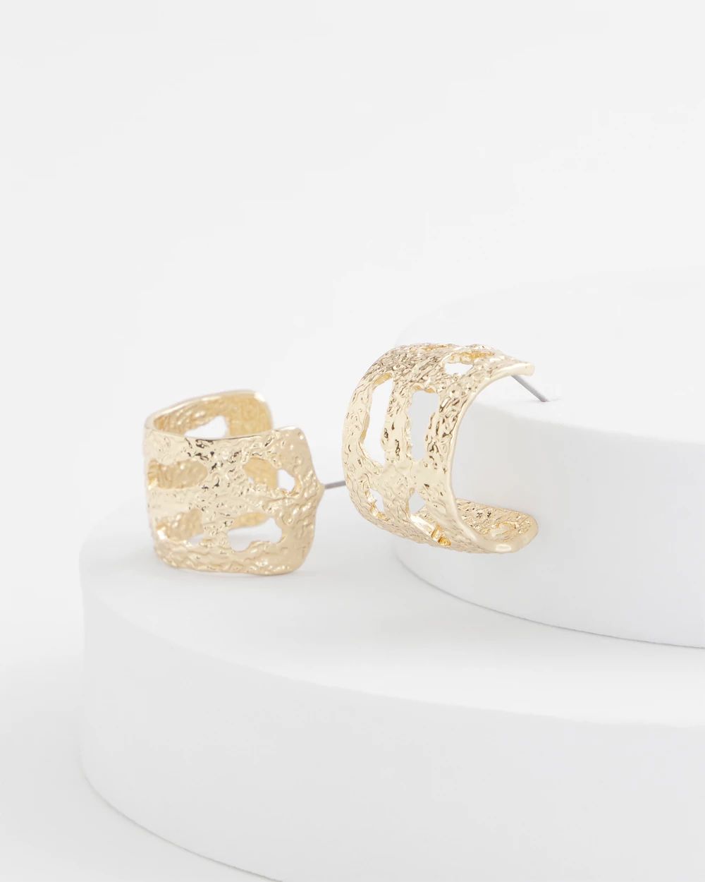 No Droop® Cutout Goldtone Hoop Earrings