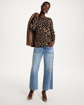 Animal Print Stretch-Cotton Boatneck Tee click to view larger image.