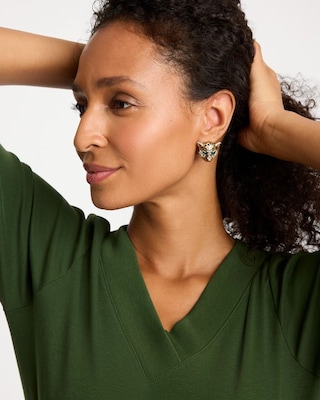 Green Eyed Leopard Clip-On Earrings click to view larger image.
