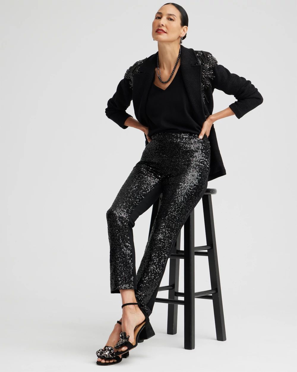 Juliet Sequin Front Ankle Pants