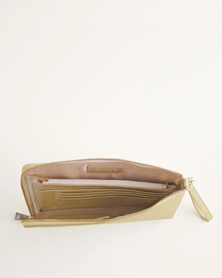 Goldtone Metallic Leather Clutch
