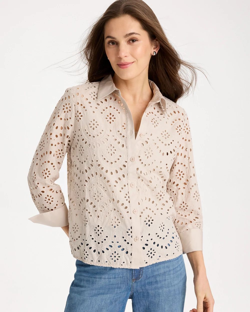Eyelet Collared Shirt