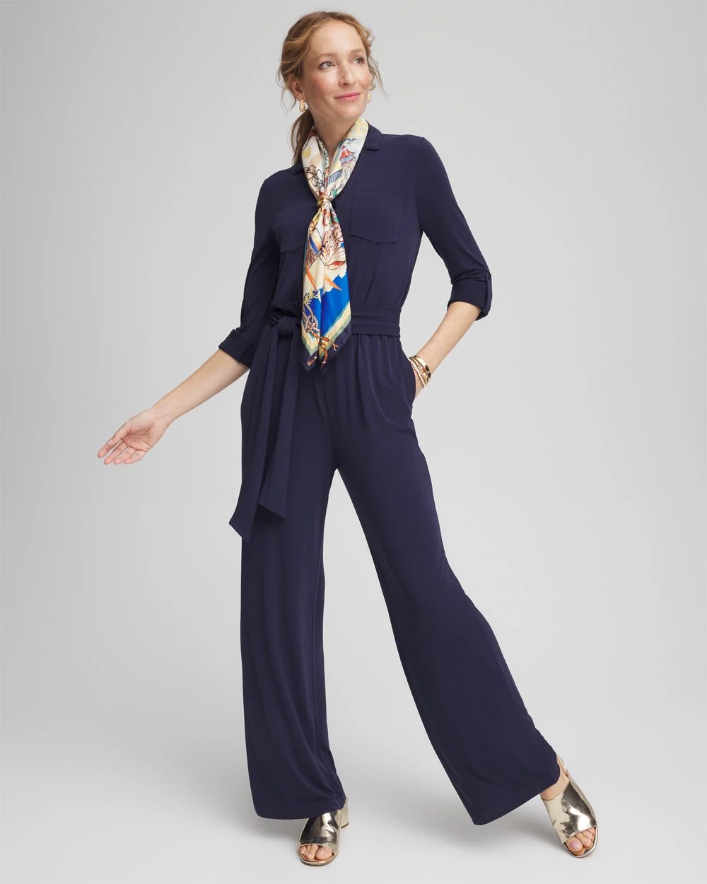 Belted Jersey Maxi Jumpsuit click to view larger image.