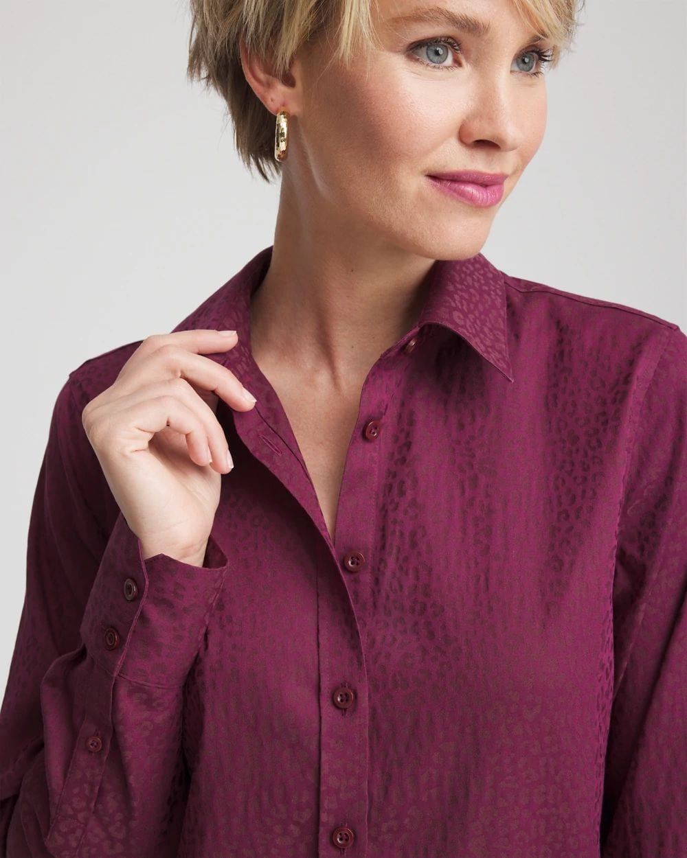 No Iron™ Jacquard Chianti Animal-Motif Shirt