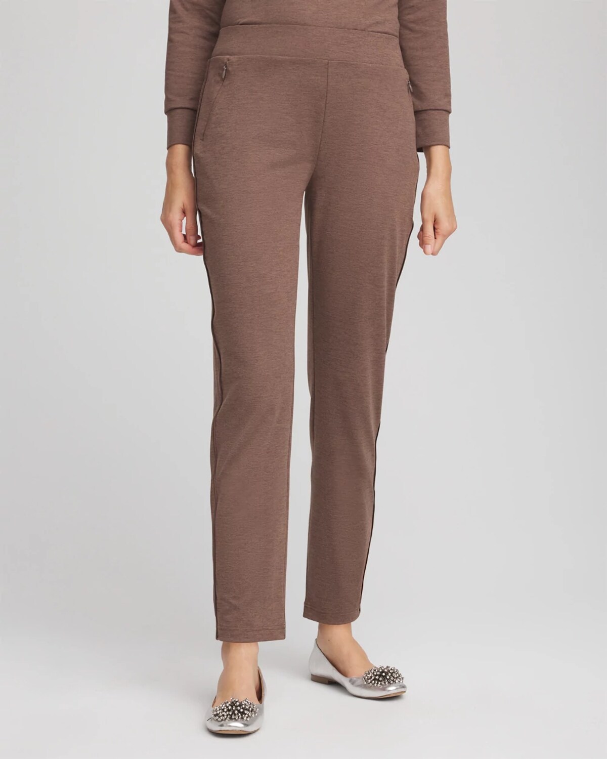 Chico's Cloud Satin Trim Pants In Walnut In Brown
