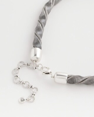 Silver Tone Twisted Coil Necklace click to view larger image.