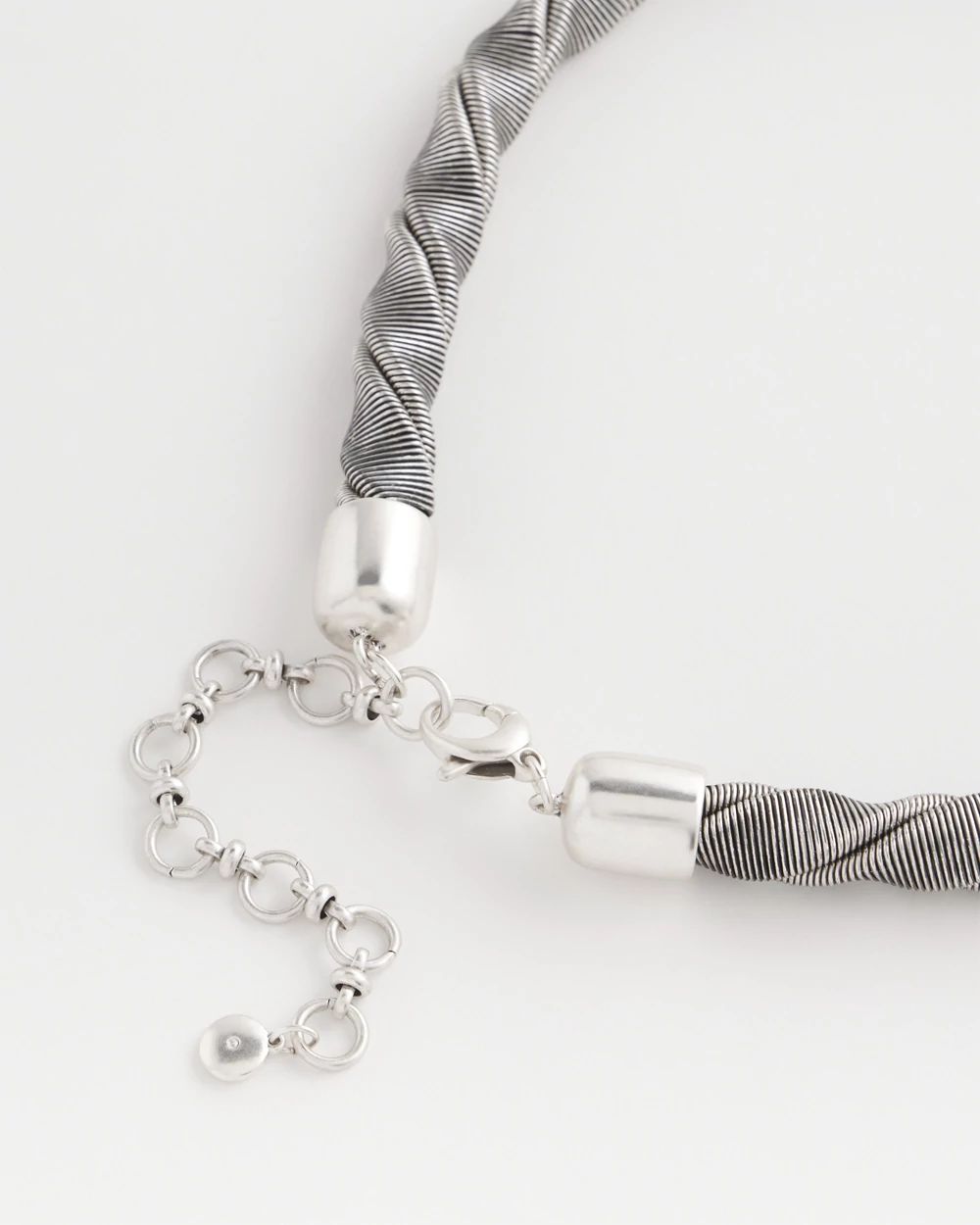 Silver Tone Twisted Coil Necklace