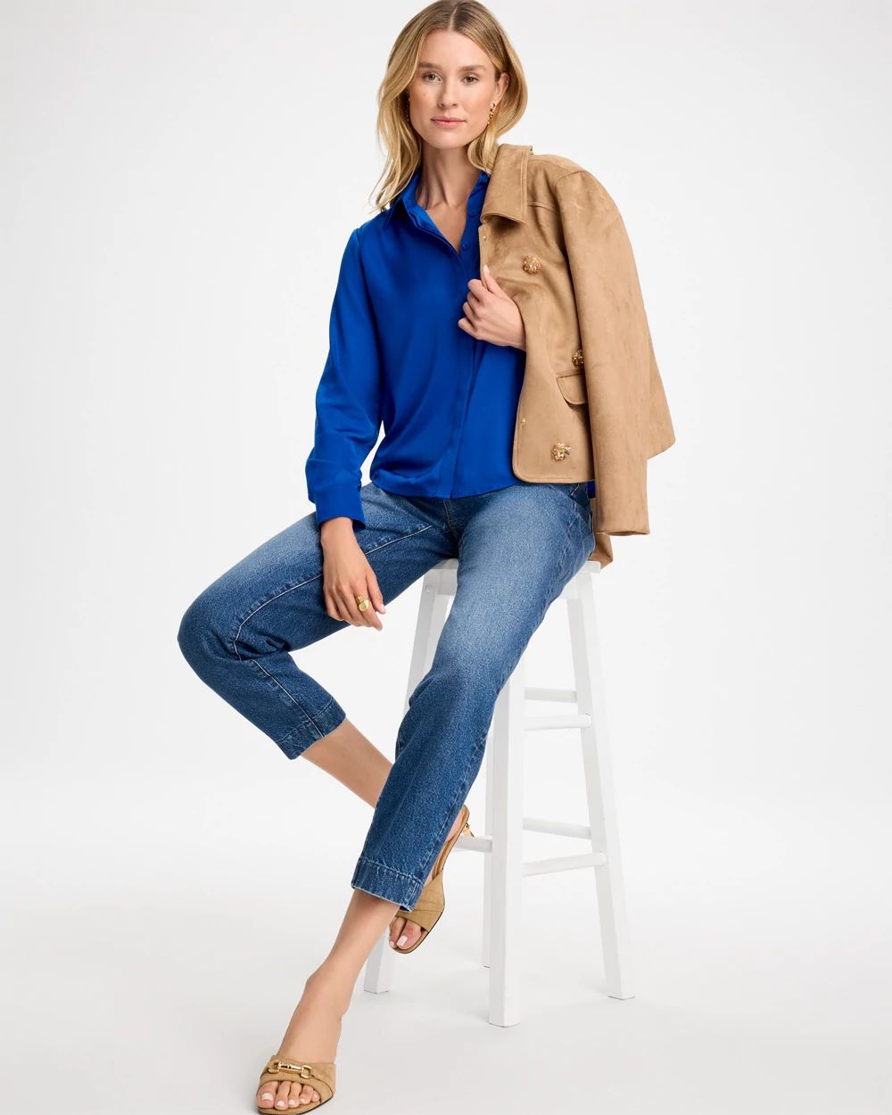 Satin Collared Blouse click to view larger image.