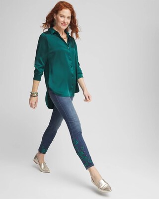 Petite Emerald Jewel Pull-On Ankle Jeggings click to view larger image.