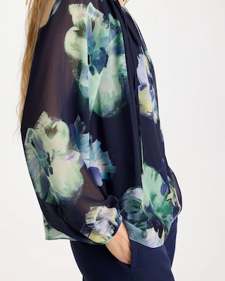 Crinkle Chiffon Tie-Front Blouse click to view larger image.