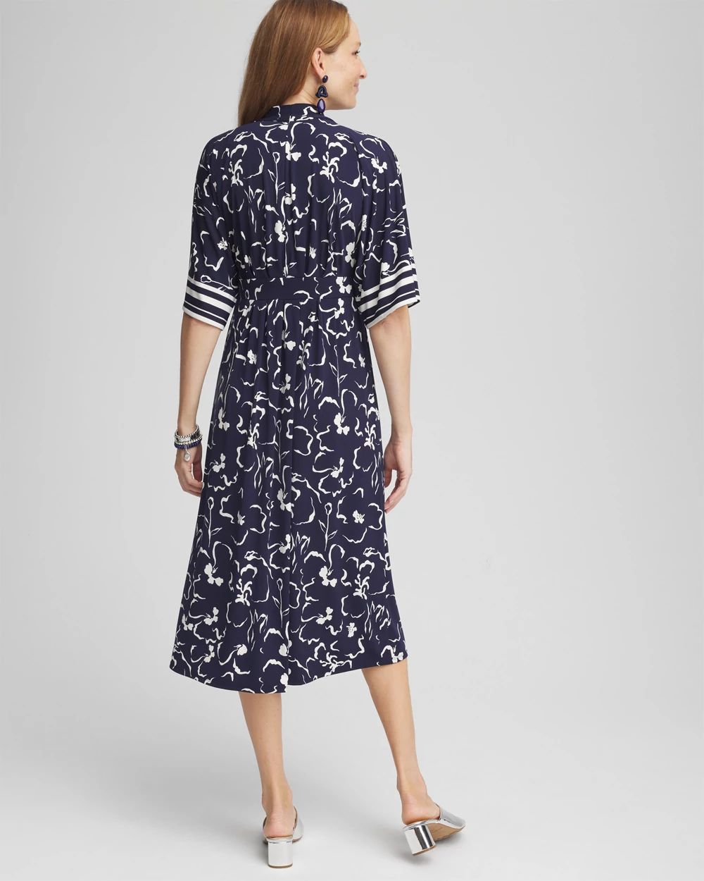 Pleated Jersey Midi Dress