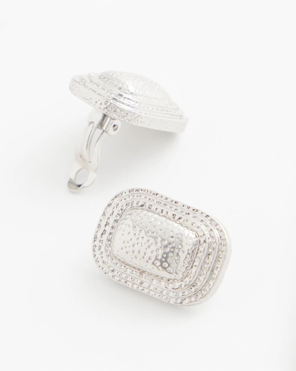 No Droop® Silvertone Square Clip-On Earrings