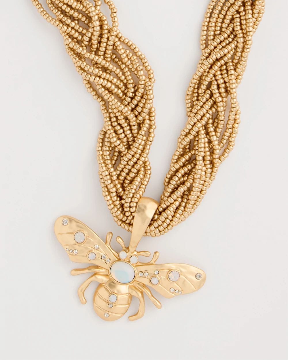 Beaded Bee Pendant Necklace click to view larger image.