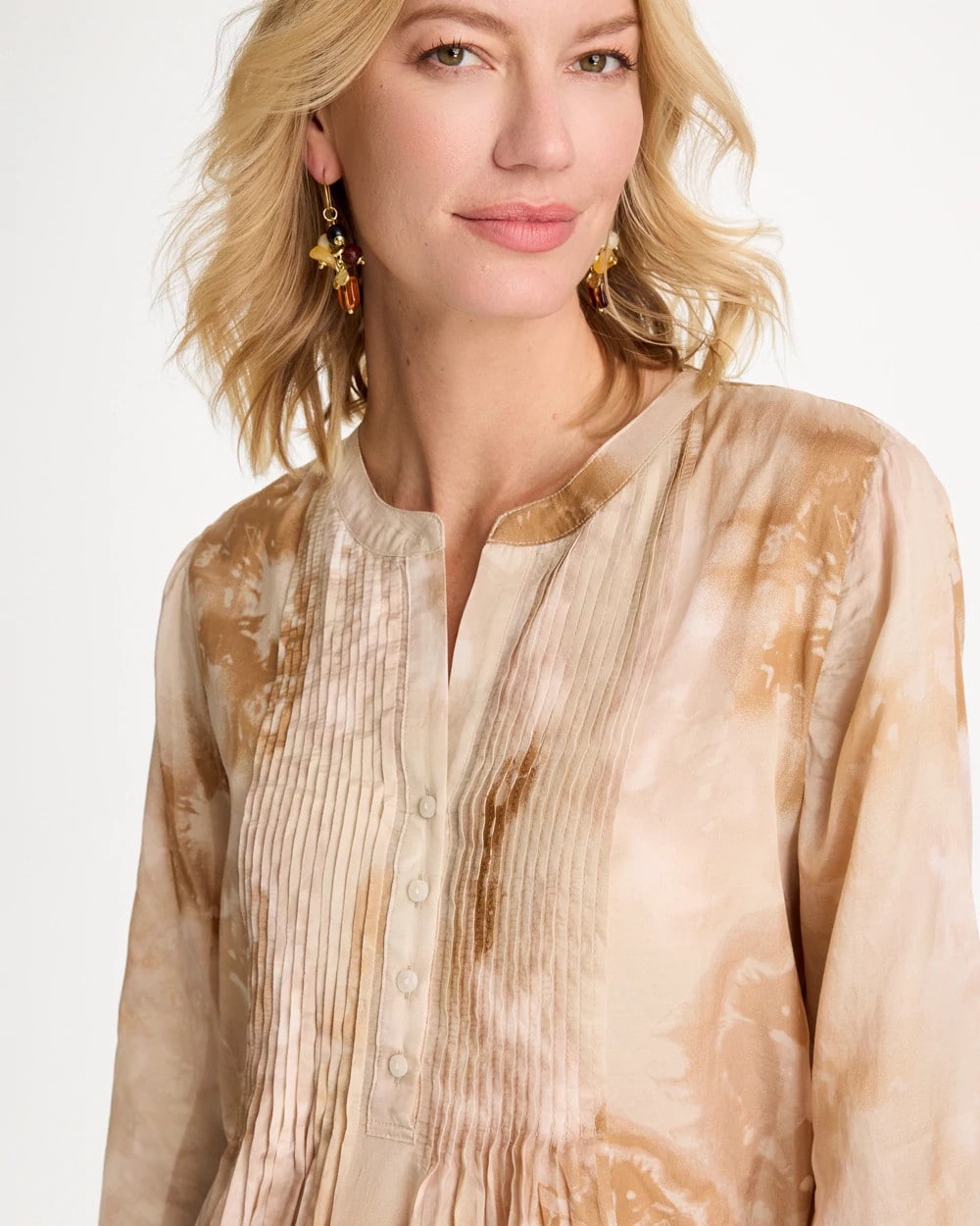 Cotton-Blend Pintuck Tunic