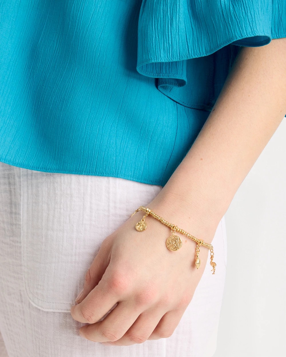 Goldtone Stretch Charm Bracelet