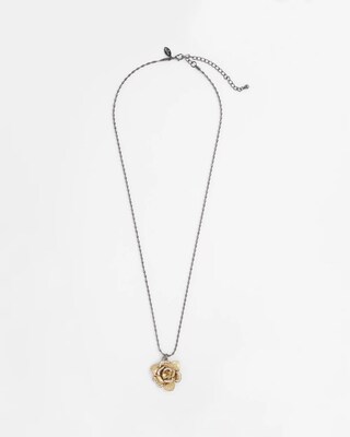 Gold Tone Flower Pendant Necklace click to view larger image.