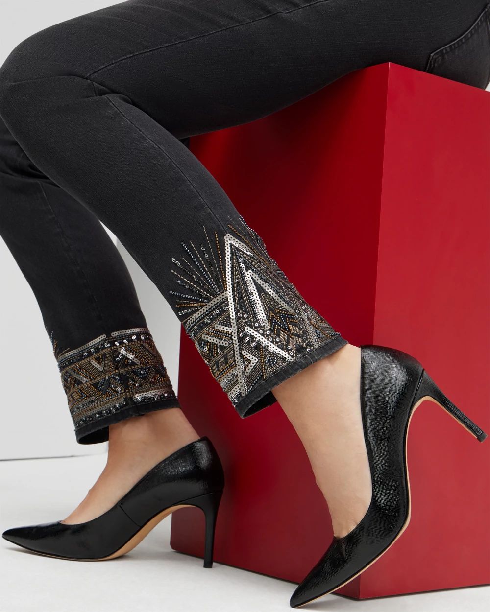 Girlfriend Art Deco Ankle Jeans