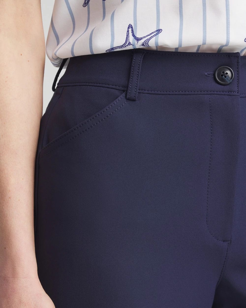 Fly-Front Ankle Pants
