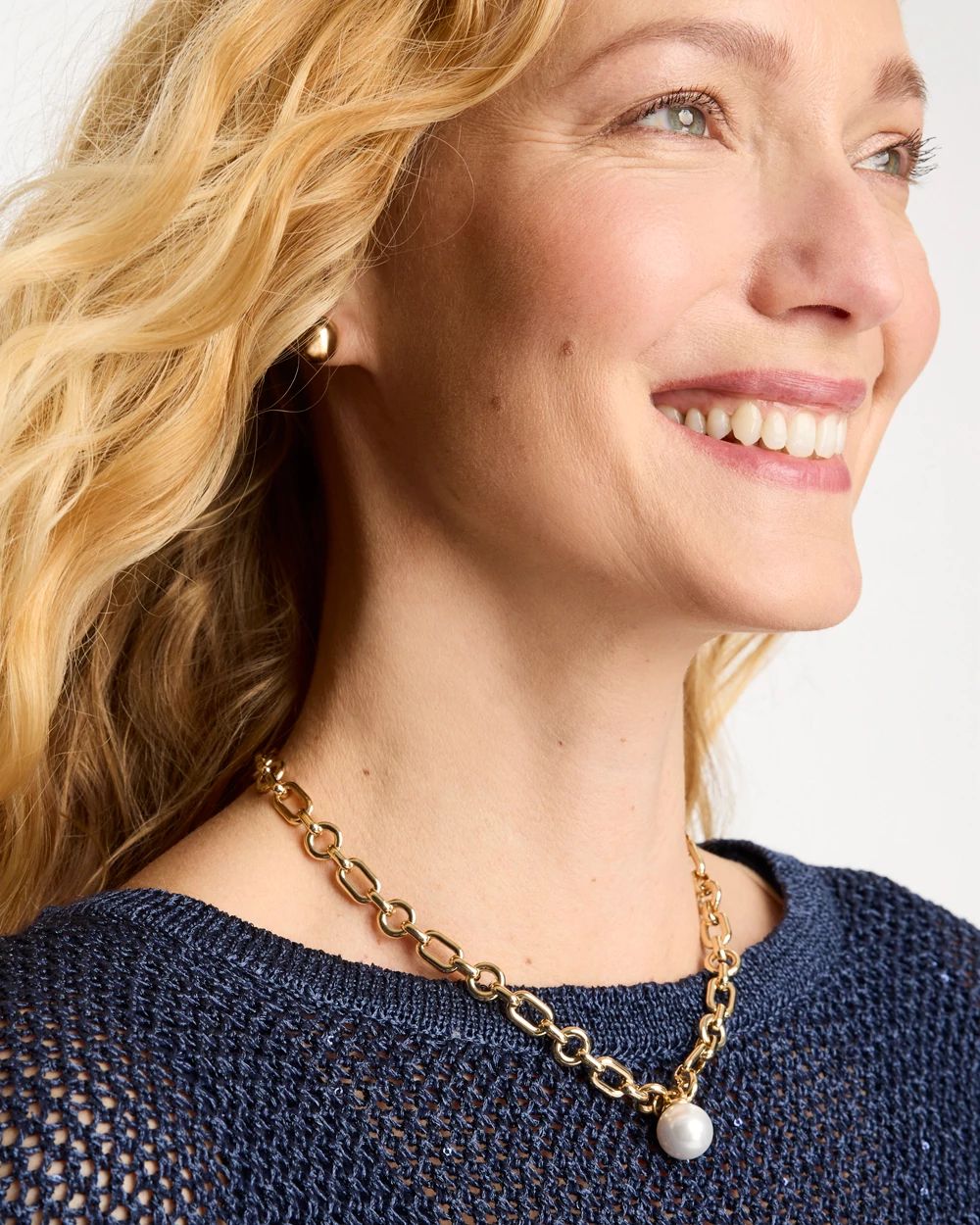 Toggle Bar Pearl Pendant Necklace click to view larger image.