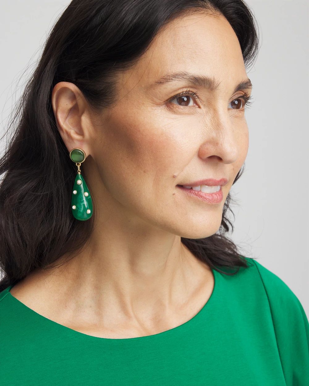 Green Teardrop Earrings