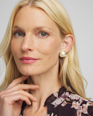 Faux Pearl Clip-On Stud Earrings click to view larger image.