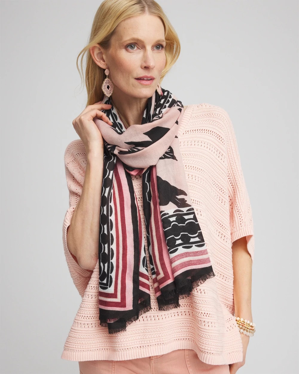 Floral Border Oblong Scarf