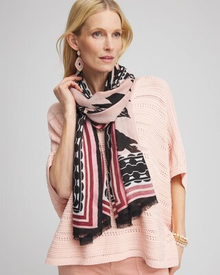 Floral Border Oblong Scarf click to view larger image.