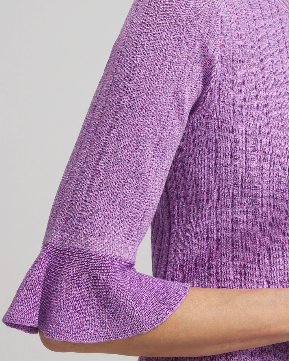 Ruffle Crew-Neck Pullover Sweater