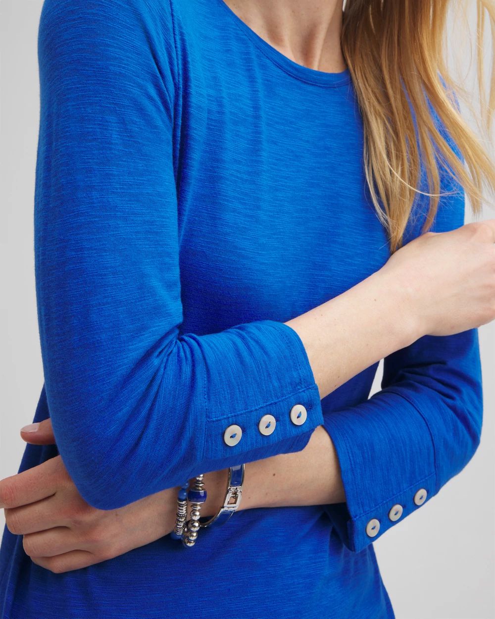3/4 Sleeve Button Tee