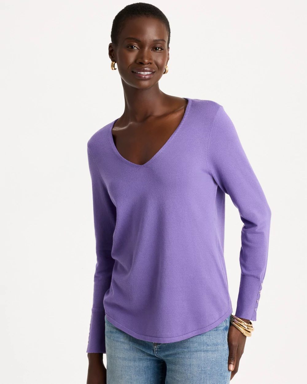 Ella V-Neck Pullover Sweater click to view larger image.