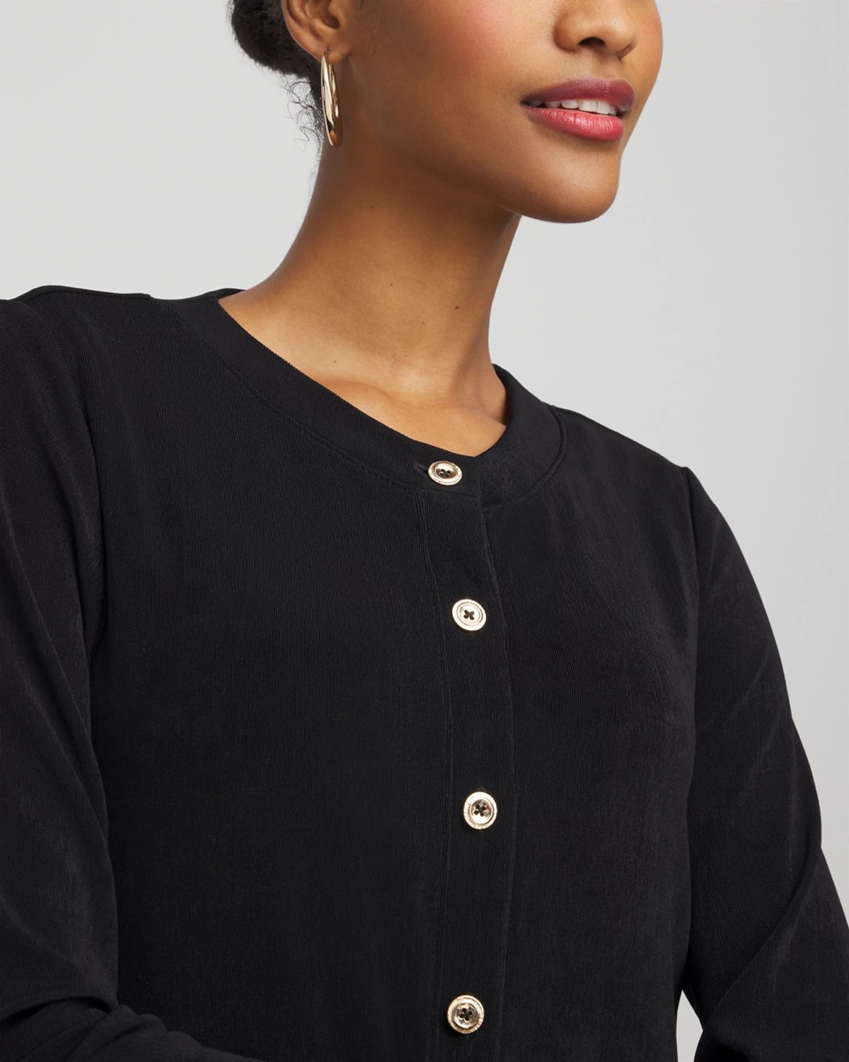 Chico's Travelers Scoopneck Shirt Jacket In Black In Blue