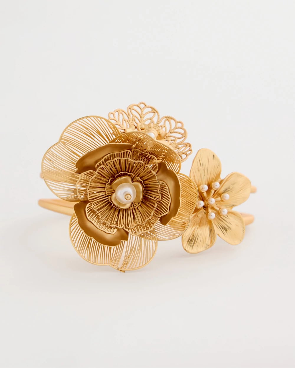 Filigree Flower Hinge Cuff Bracelet
