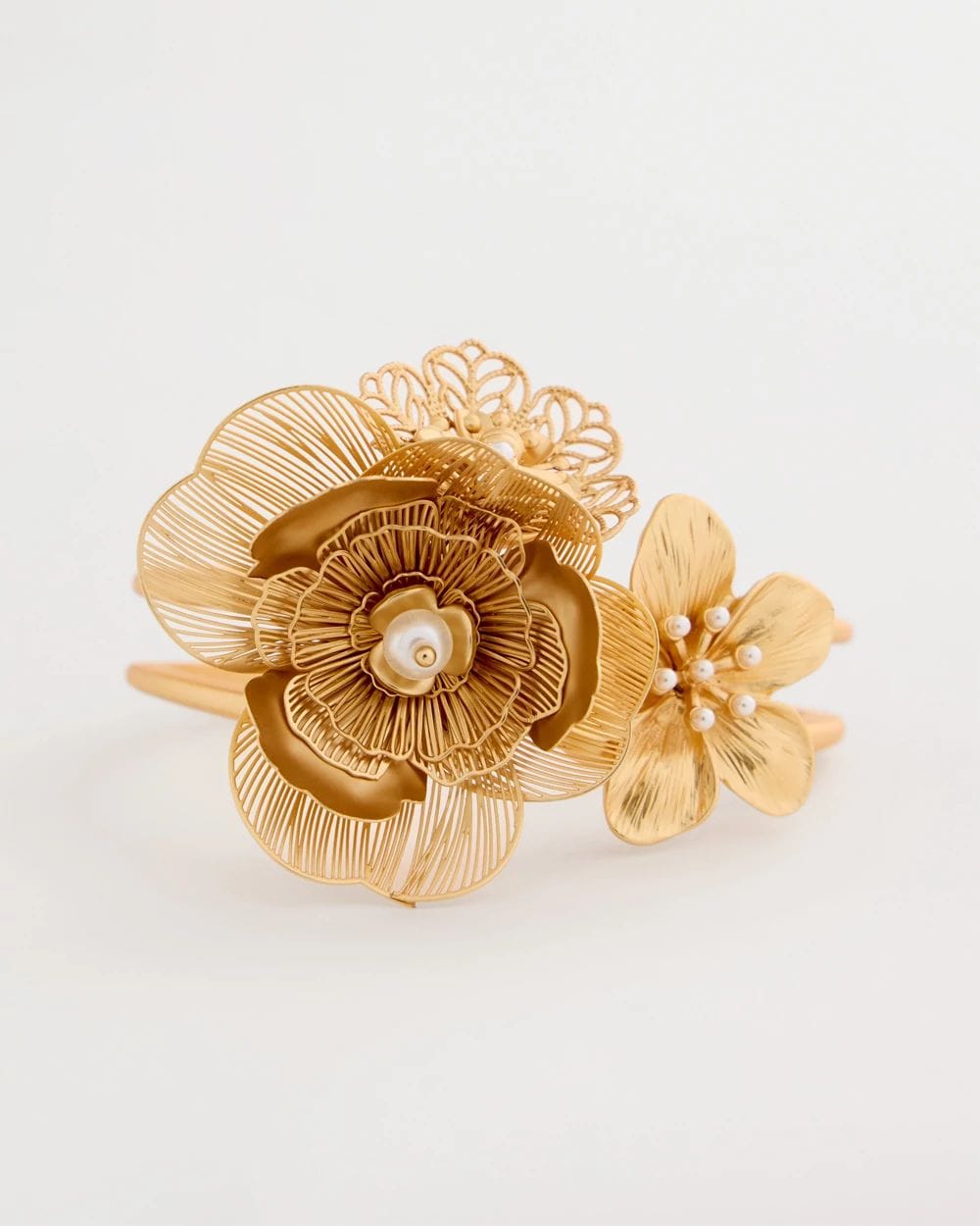 Filigree Flower Hinge Cuff Bracelet
