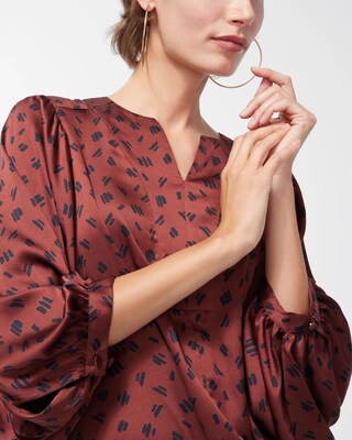 Dot Print Tie-Front Shirt