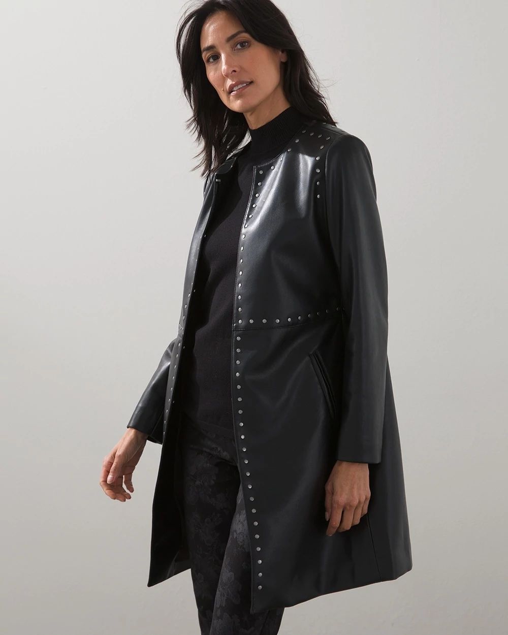 Studded Faux Leather Topper