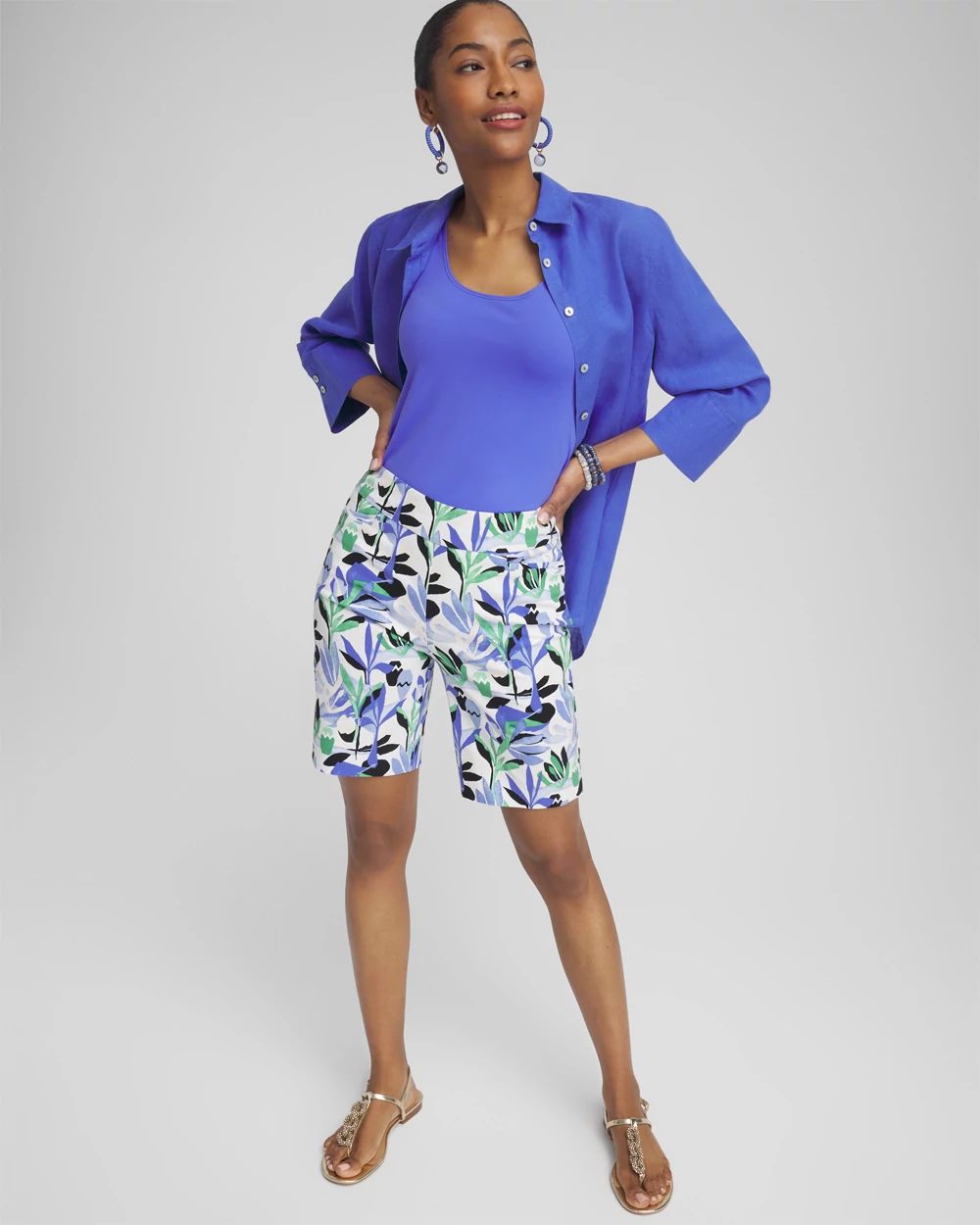 Brigitte 7" Tropical Print Shorts