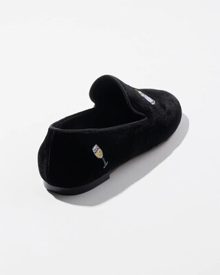Velvet Embroidered Loafers