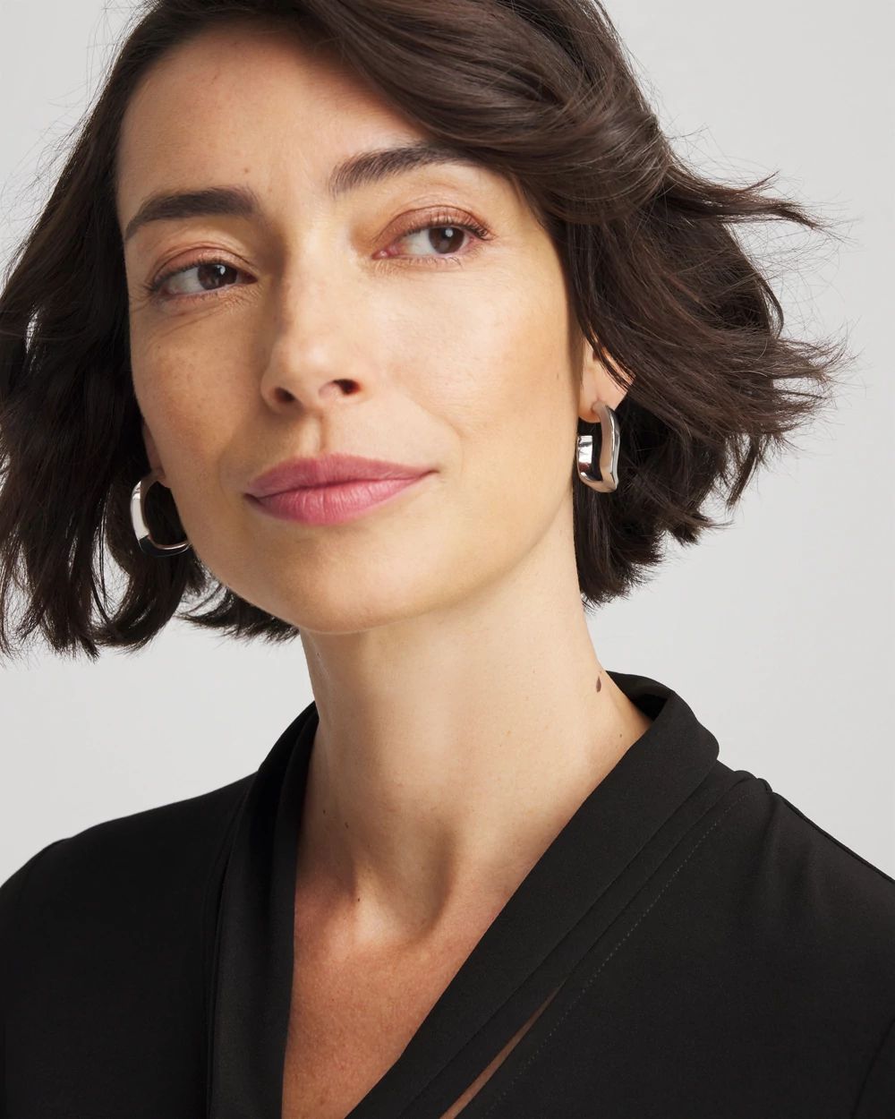 No Droop® Silvertone Wavy Hoop Earrings