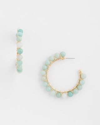 No Droop™ Genuine Amazonite Stone Hoop Earrings