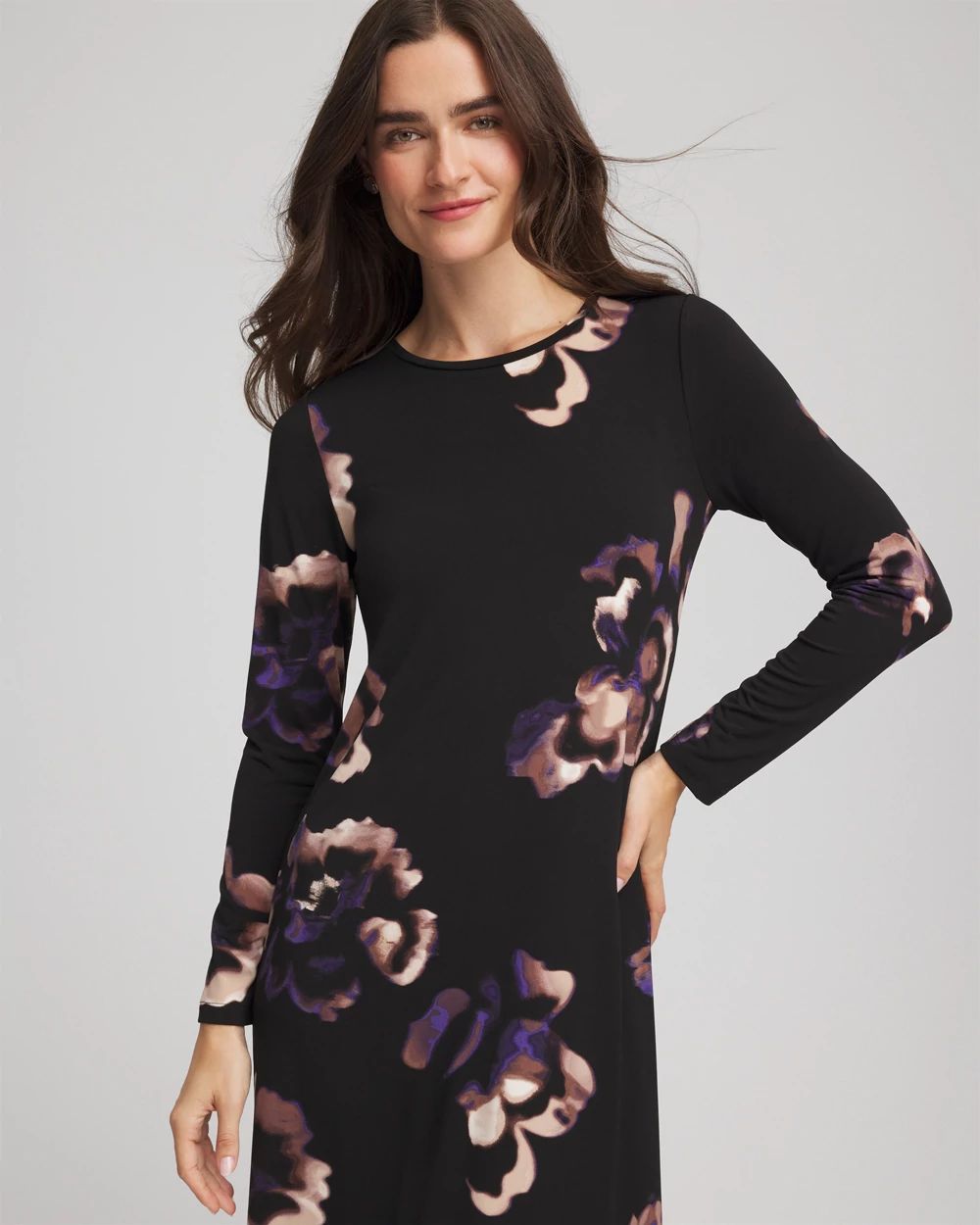 Floral Boatneck Column Maxi Dress click to view larger image.
