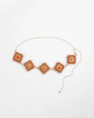 Gold-Tone Red Medallion Chain Belt click to view larger image.