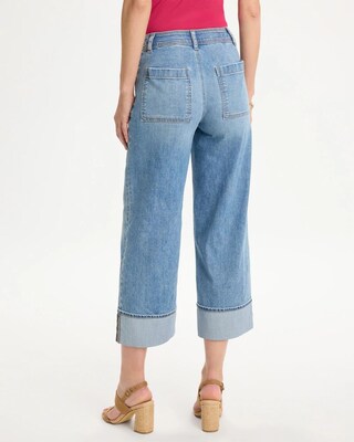 Pintuck High-Cuff Cropped Jeans click to view larger image.