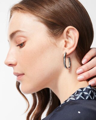 Silver Tone Linear Hoops