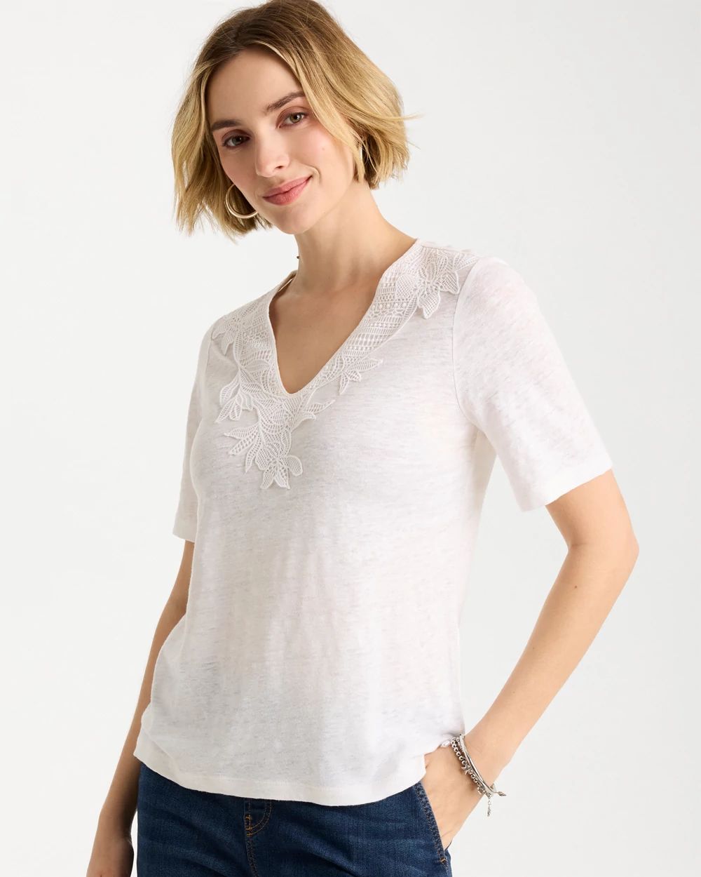 Flora Lace V-Neck Tee