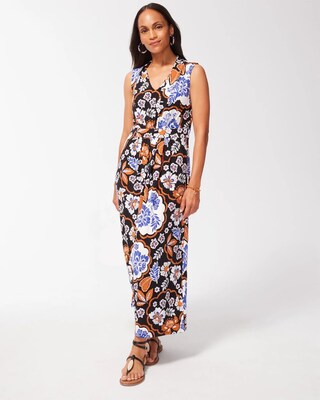 Floral Pleat Front Maxi Dress